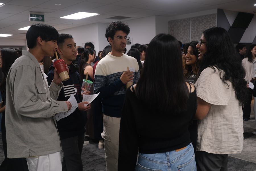 Students in conversation at the Inaugural Launch Night